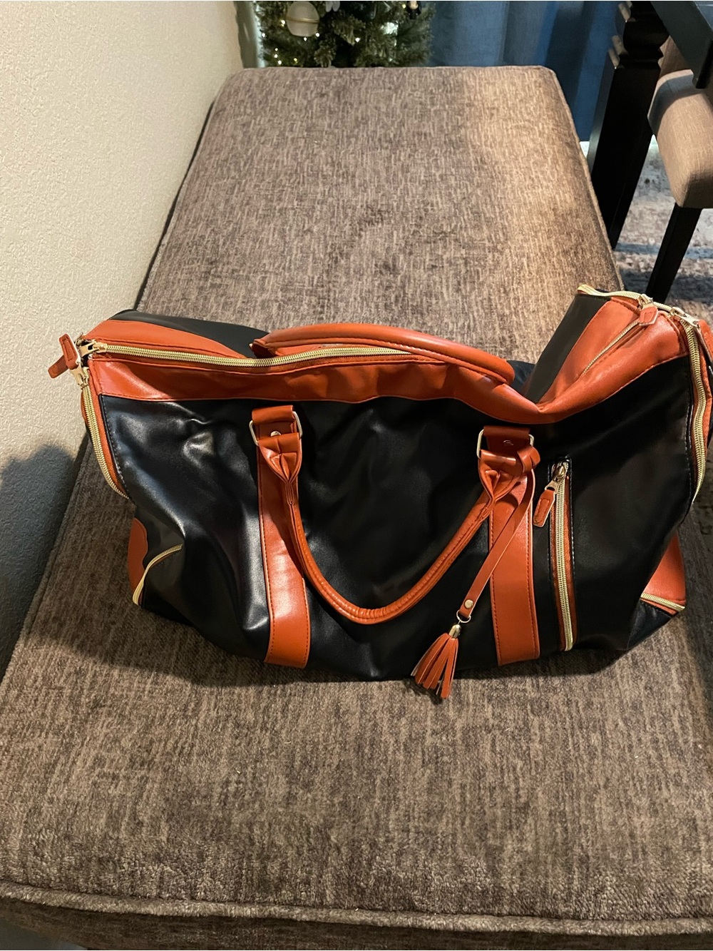 Black and Brown Men's Travel Duffel Bag - Stylish Weekender